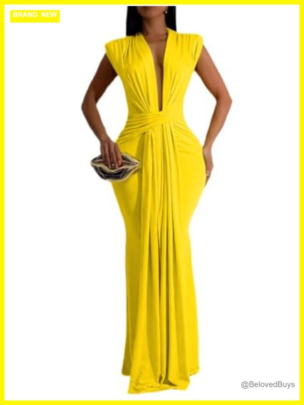 Bodycon Maxi Dress Deep V Neck Sleeveless Formal Wedding Guest